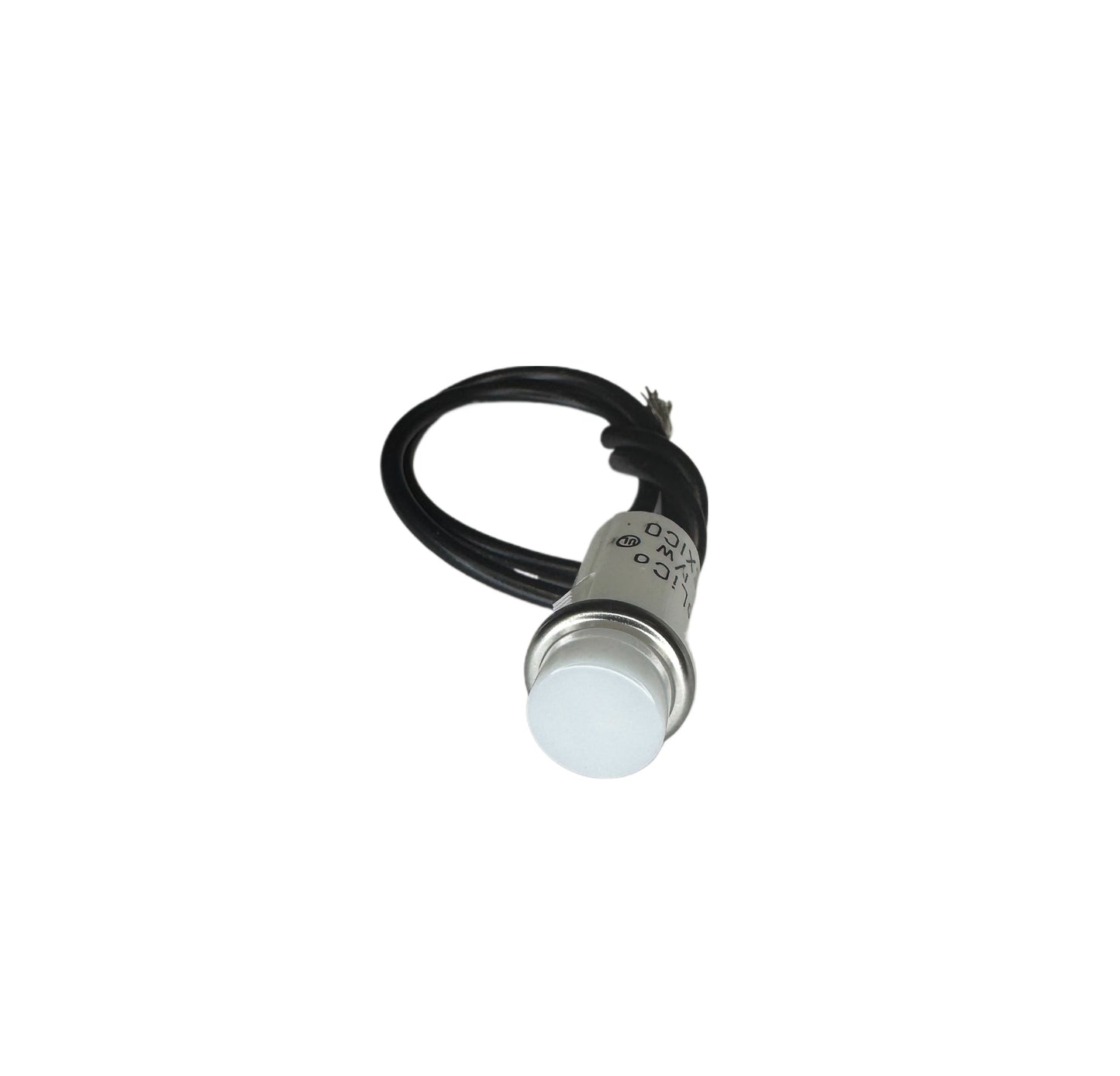 White indicator light with a raised lens. 6" Wire Leads for connecting to existing power supply 